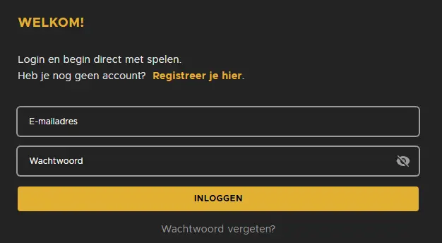 Inloggedeelte – toegang tot spelersaccount
